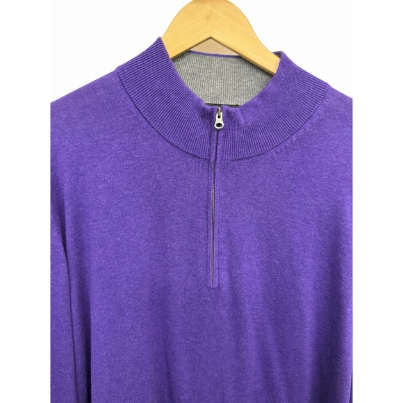 Paul Frederick 1/4 Zip Sweater Pullover Supima Cotton Purple Mens 3XL Minimalist - Picture 3 of 10